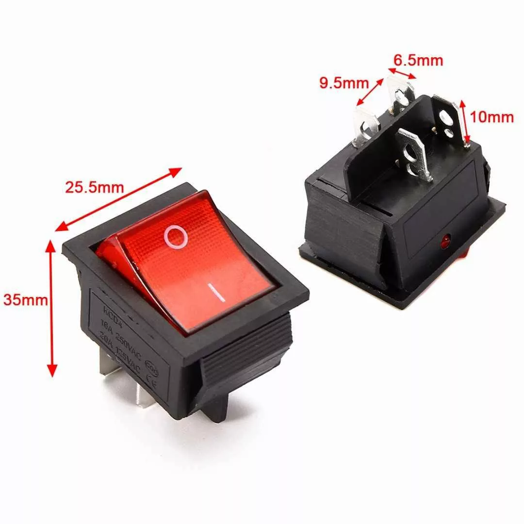 Interrupteur à bascule rouge 250V 10A