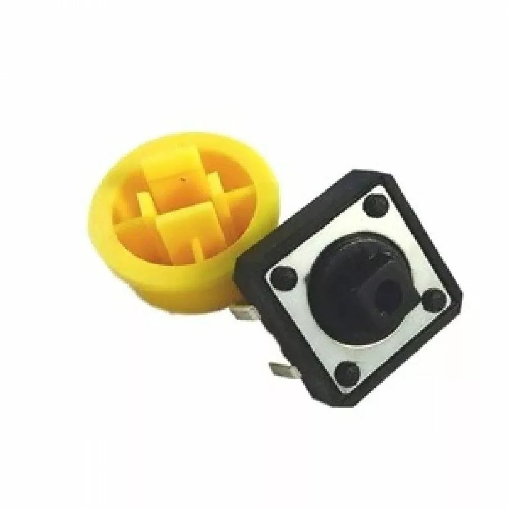 Bouton poussoir carré avec capuchon jaune