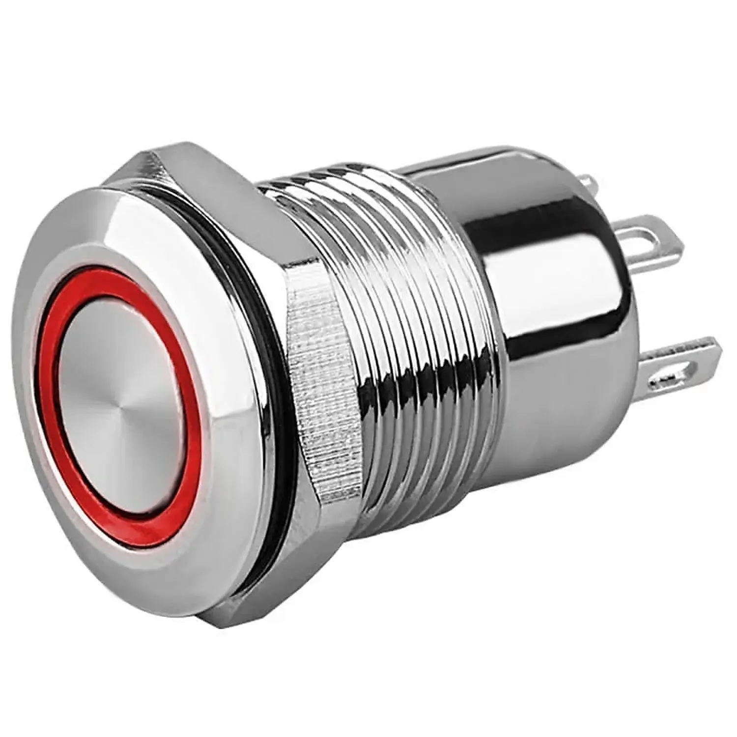Bouton poussoir métallique étanche 20 mm 110-220 V avec voyant LED rouge