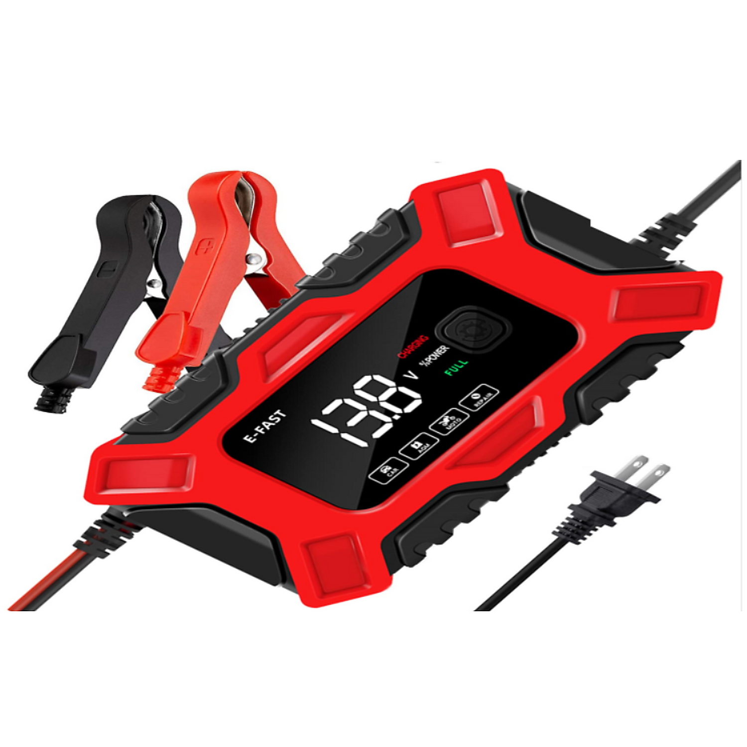 Chargeur de batterie intelligent 12V 6A avec écran LCD pour batteries plomb-acide gel AGM de voiture, moto, camion