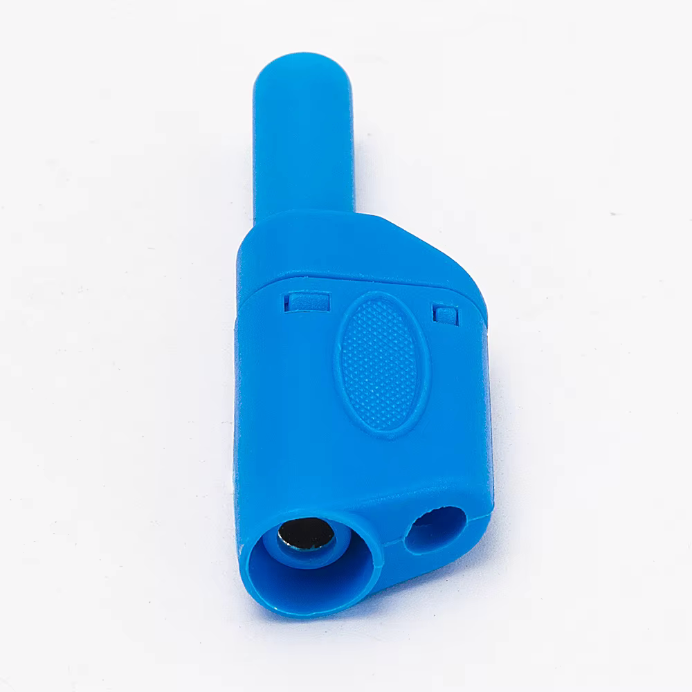 Fiche banane male sécurité 4 mm bleu