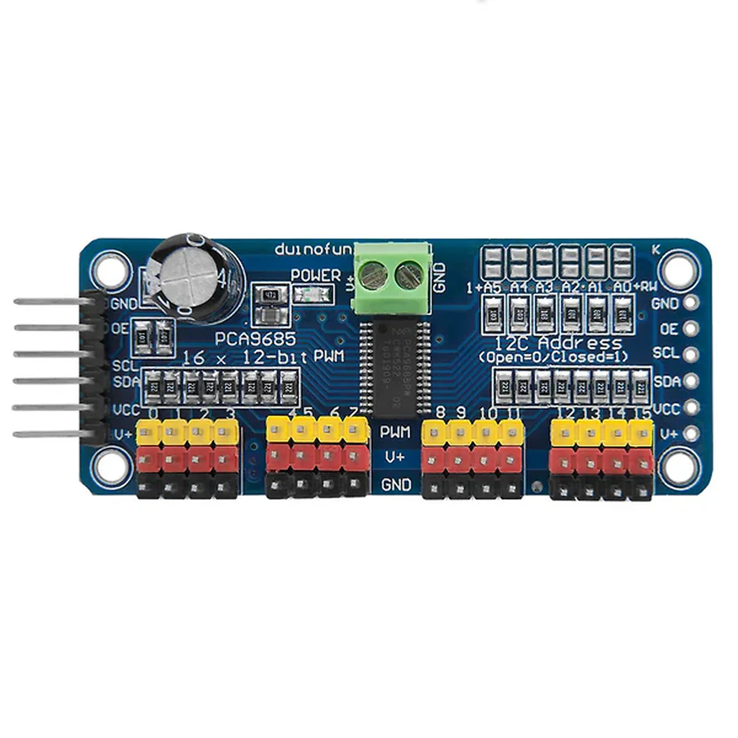 Pilote de servomoteurs PWM 12 Bits - 16 canaux PCA9685
