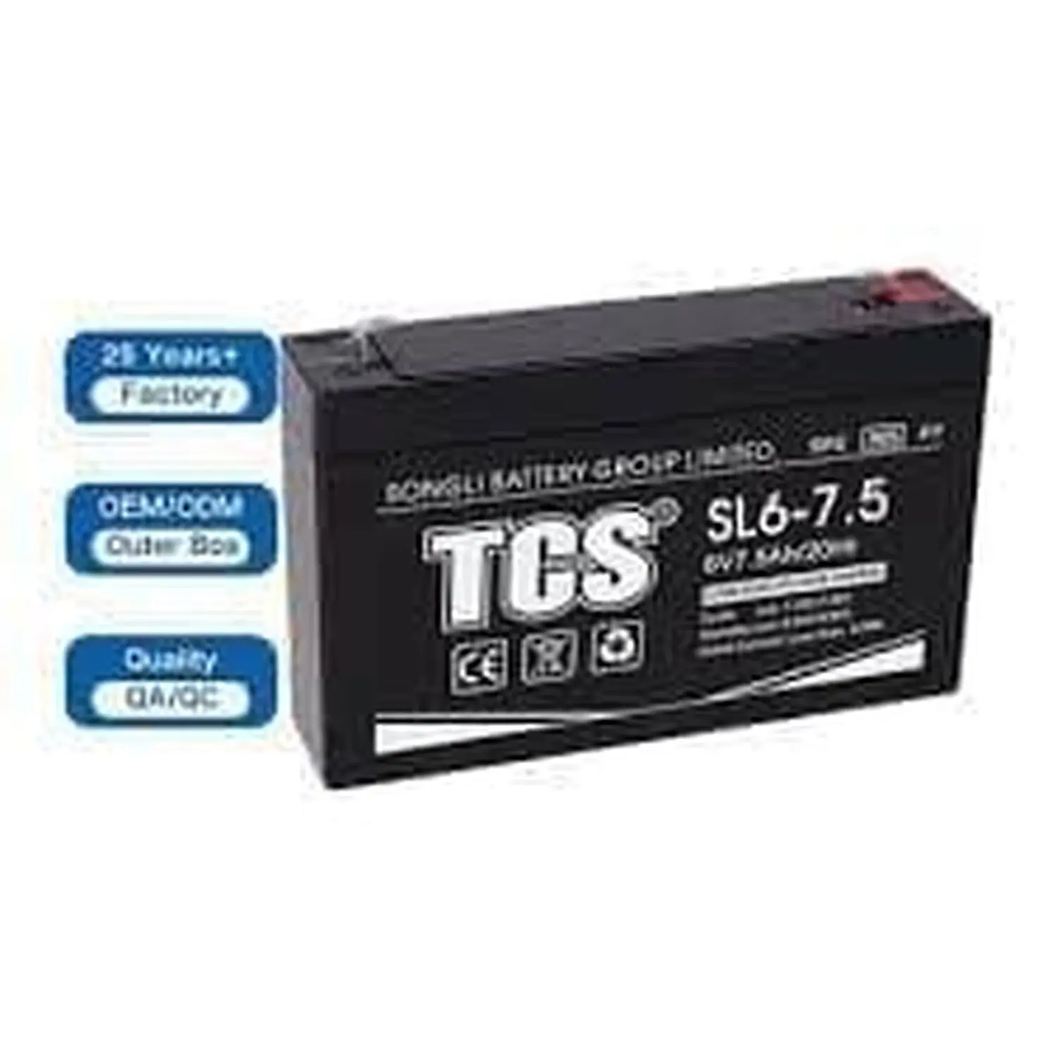 Batterie rechargeable ACID 6V 7AH TCS 151x35x94mm