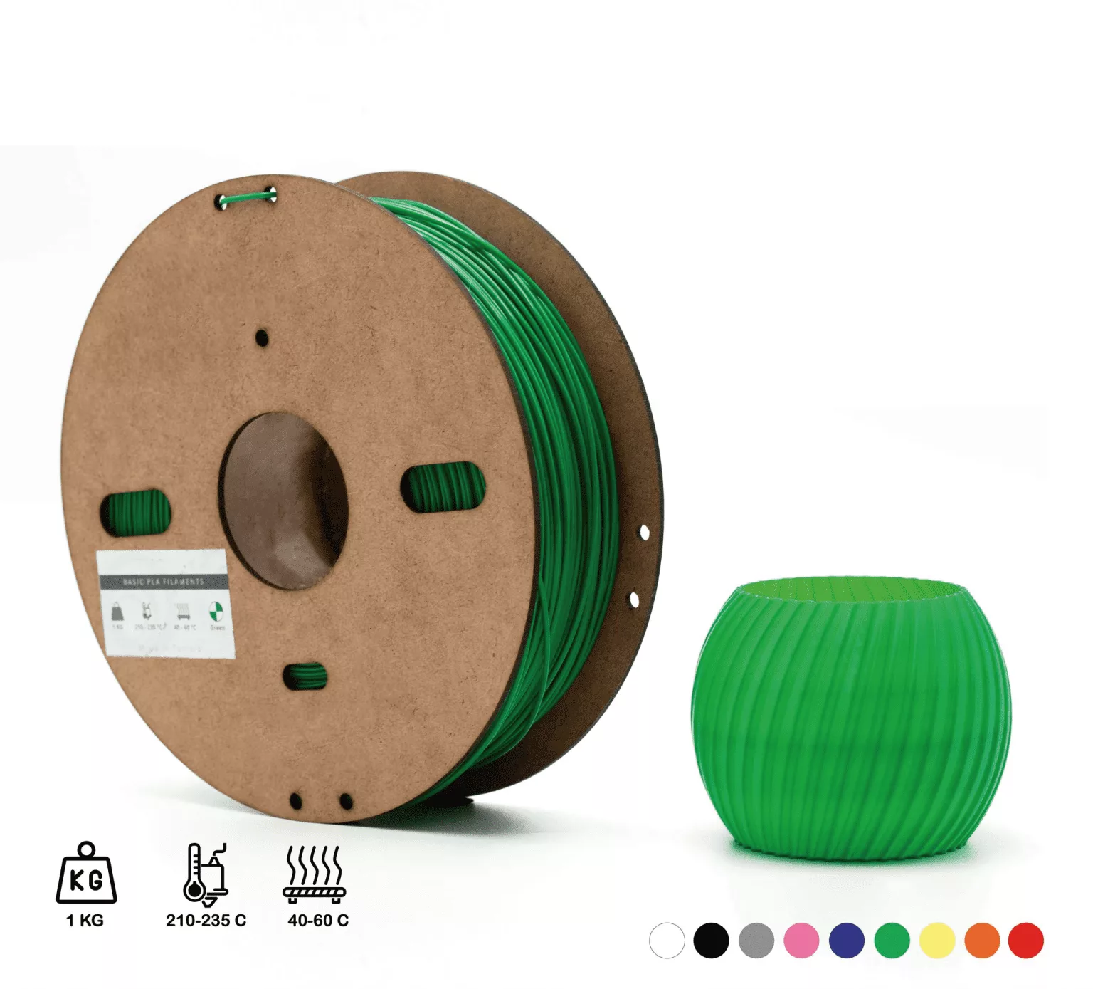 Filament 3D PLA VERT 1.75mm