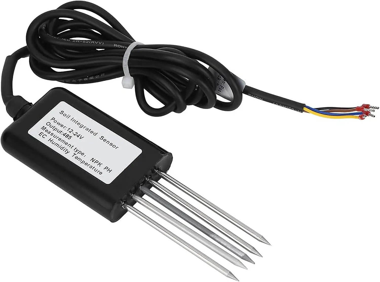 Sonde sol RS485 câble 2M, 5 broches. Mesure température, humidité, NPK, PH, EC.