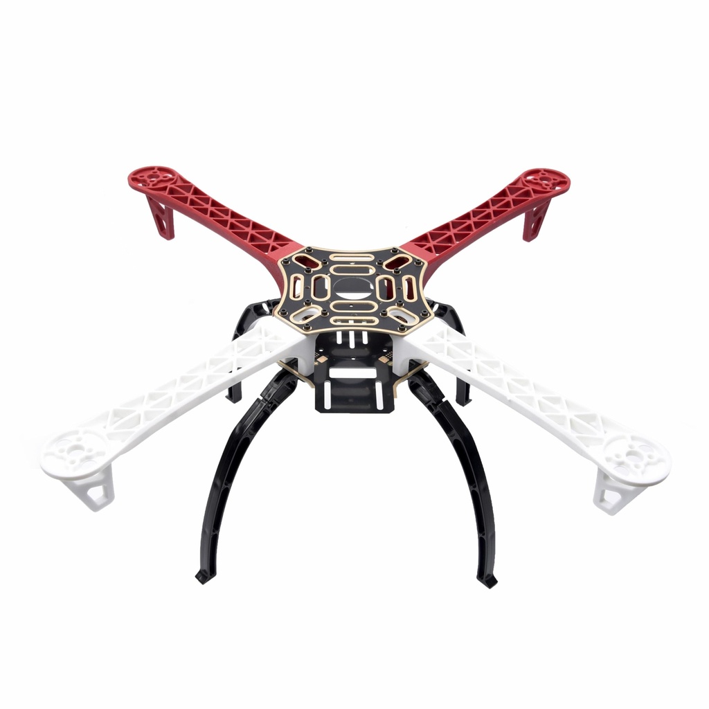 Chassis Quadcopter F450 Rouge et blanc + support pieds Pro