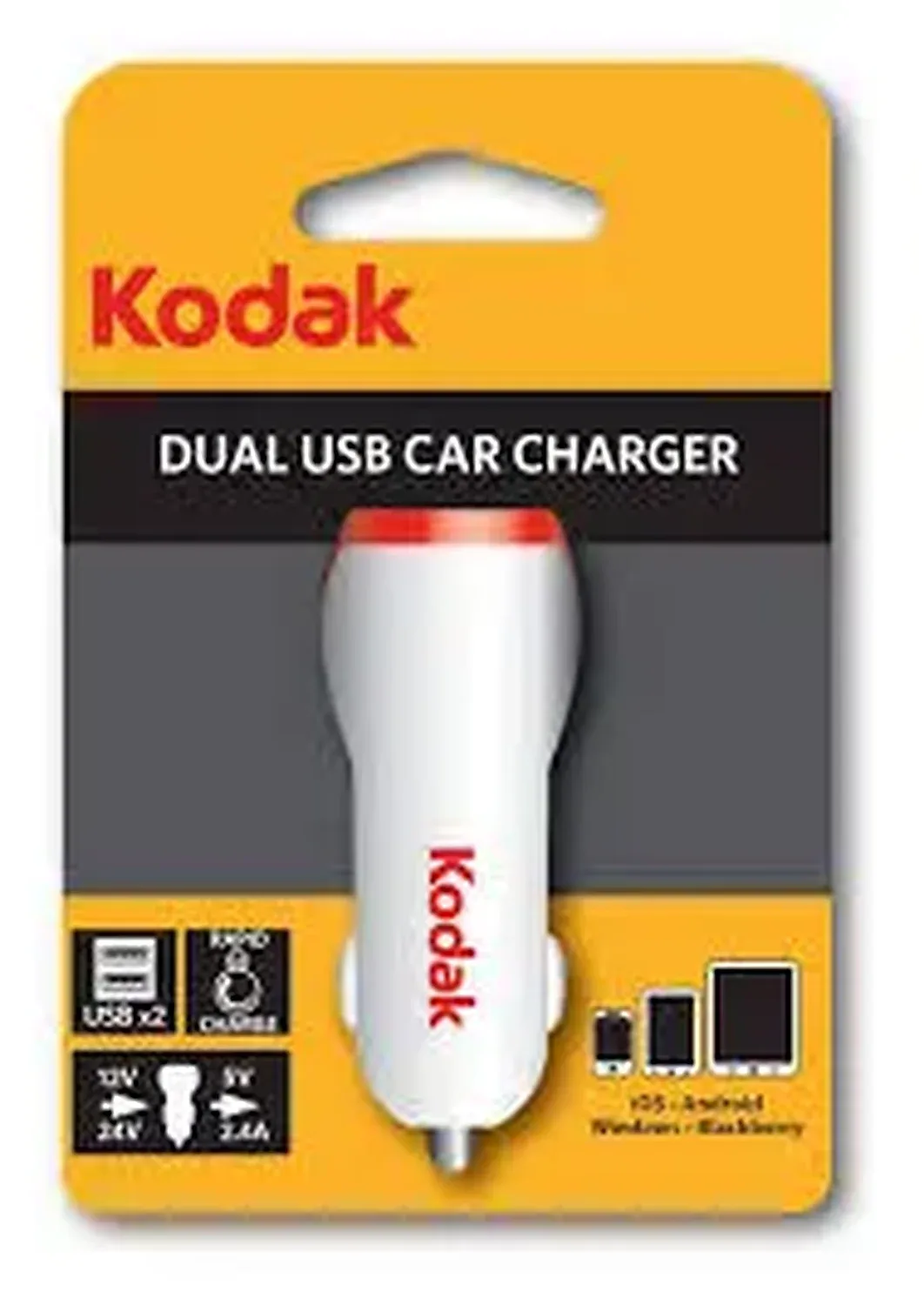 [DB-01-K27] Chargeur voiture USB 2 sorties 2.4A Kodak