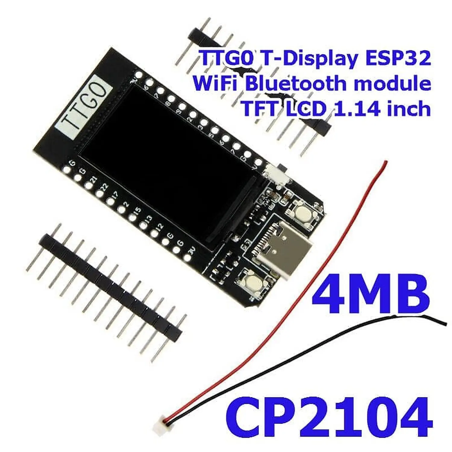 [DAR-01-B50] Carte de développement TTGO ESP32 WiFi - Bluetooth avec LCD 1.14 pouces 4MB CP2104