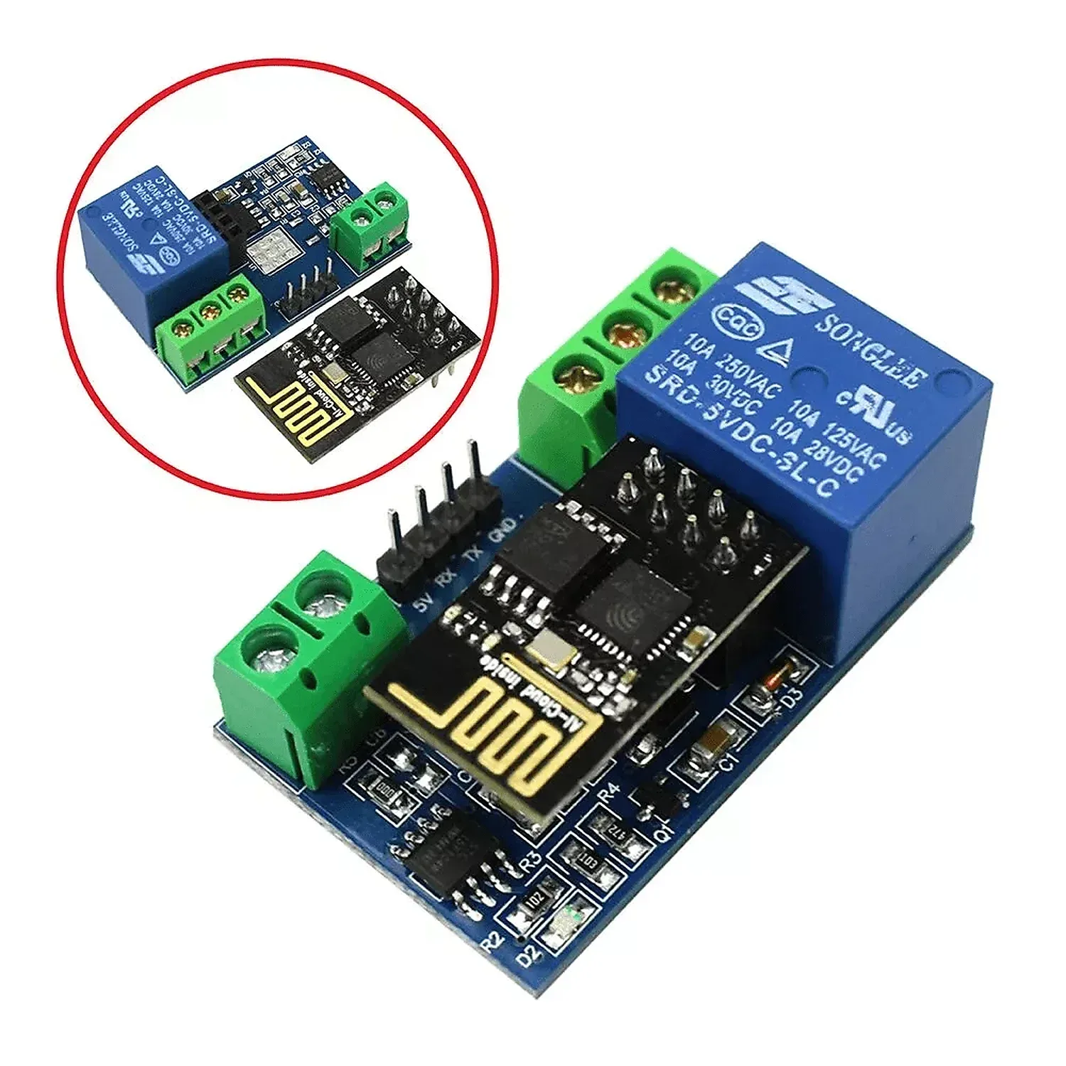 [DAR-01-B30] Module Relais 1 CH WIFI ESP8266 Avec ESP-01 5V Pour Smart Controle