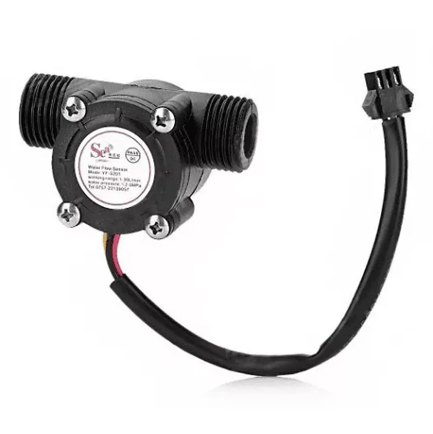 [DAR-02-W01] Capteur de débit d’eau YF-S201 noir 5-24V – G1/2