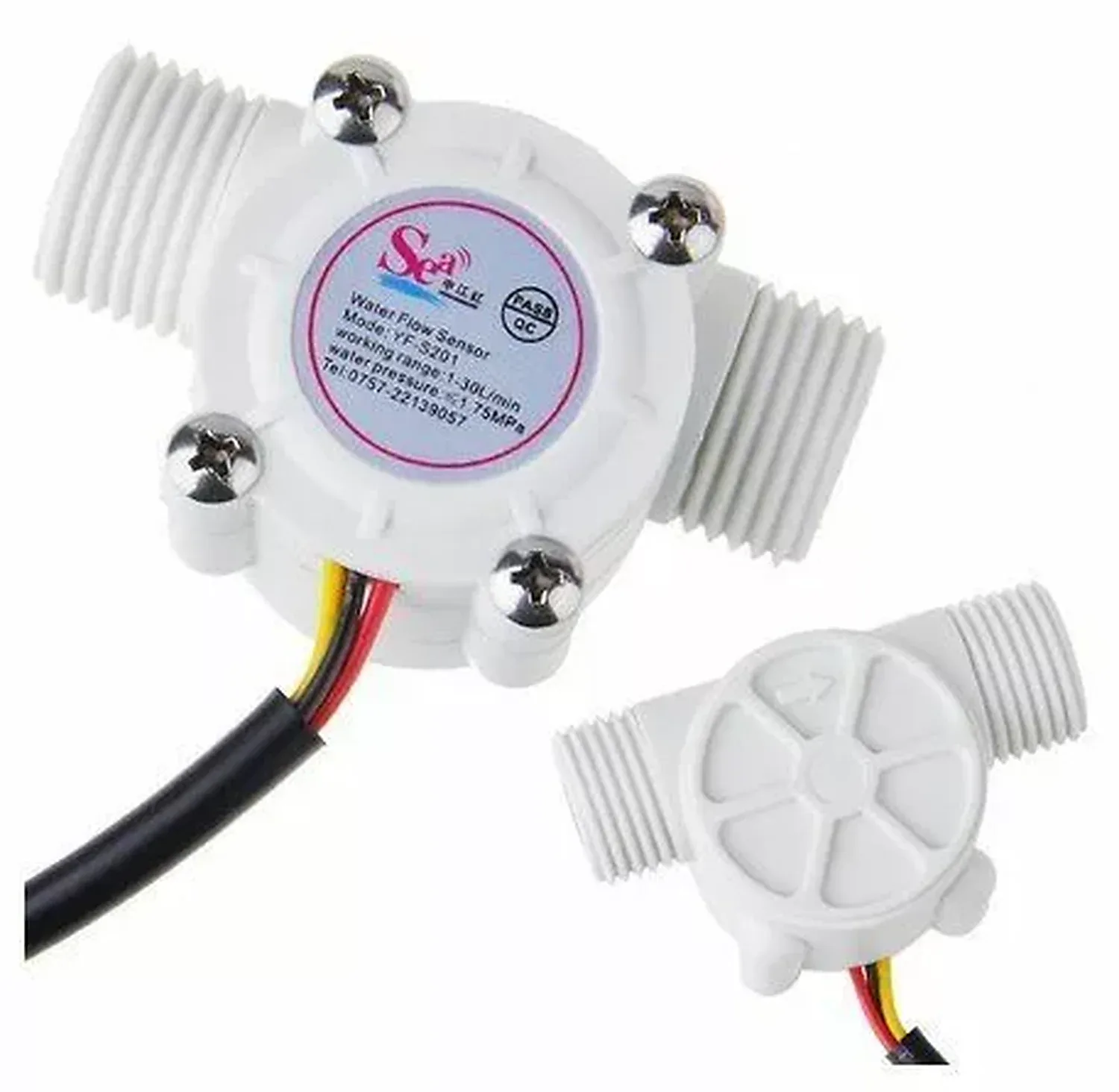 [DAR-02-W16] Capteur de débit d’eau YF-S201 Blanc 5-24V – G1/2