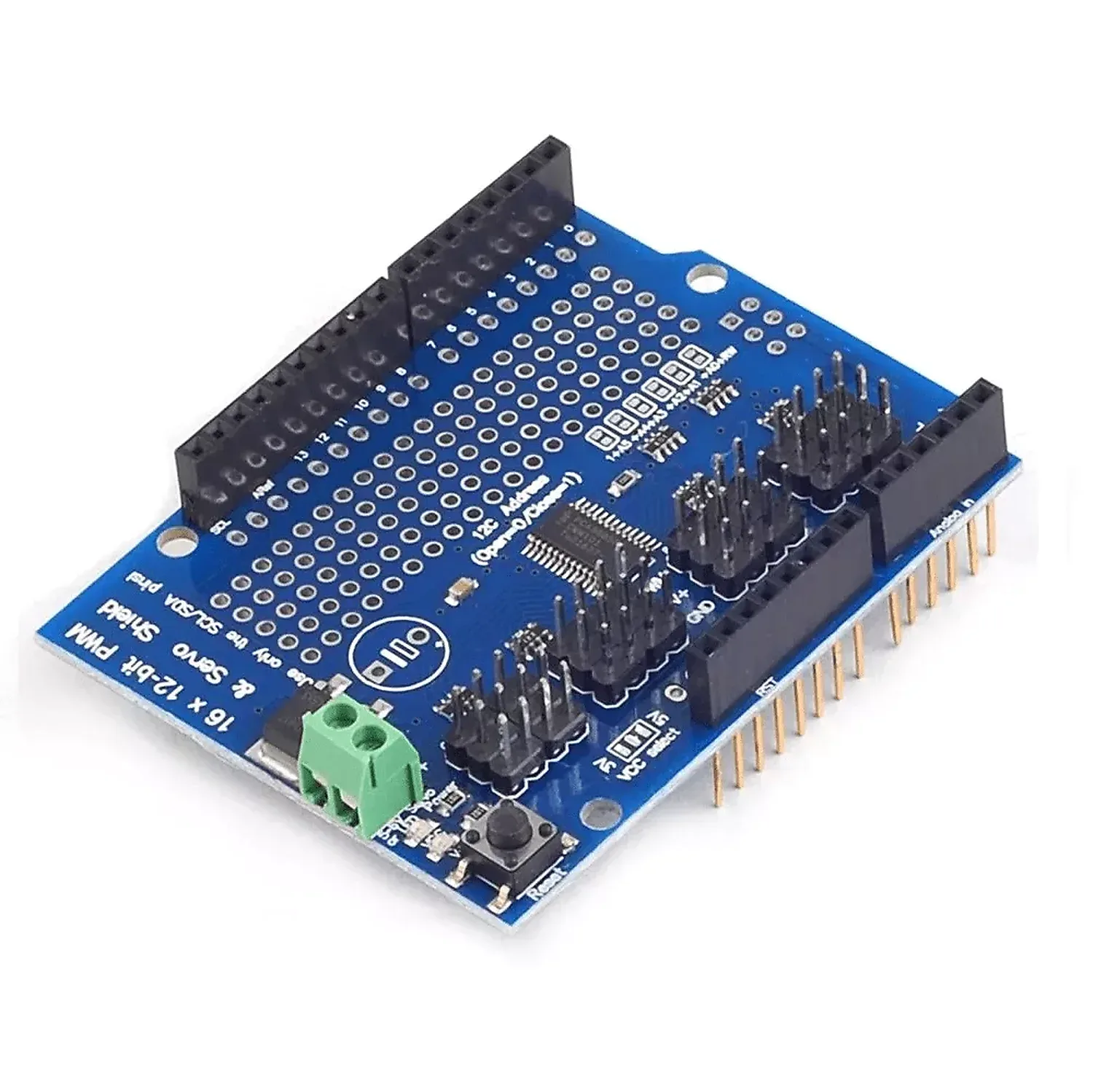 [DAR-02-B08] Carte Shield Servos 16 Canaux 12 bits PWM I2C - PCA9685