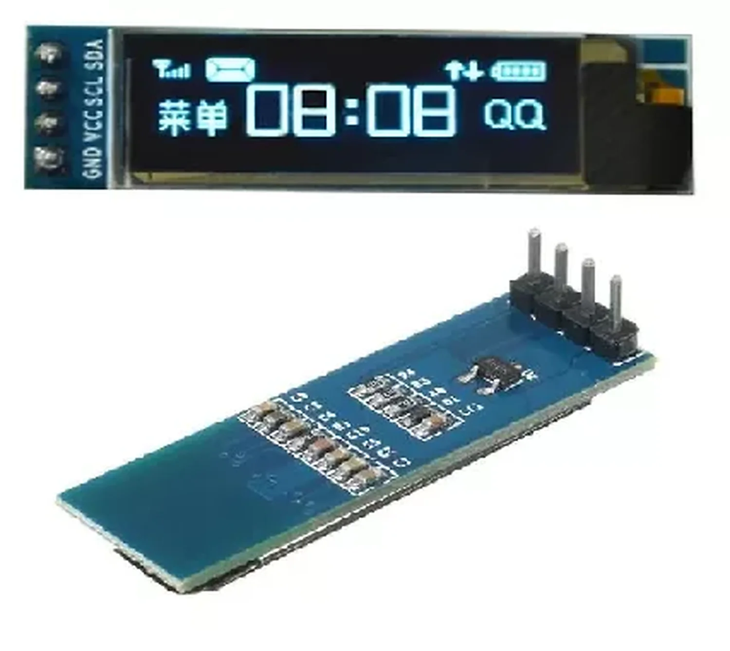 [DAR-02-L26] Ecran LCD OLED série I2C IIC de 0,91 pouces 128×32 (avec GND VCC) Bleu
