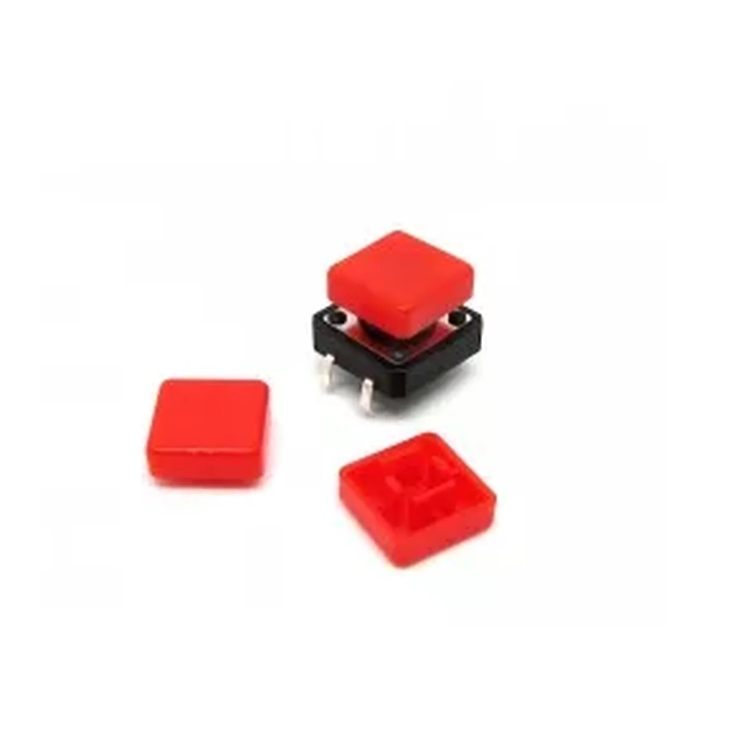 [DCD-01-C42] Bouton carrée rouge pour bouton poussoir Noir 12x12x7mm
