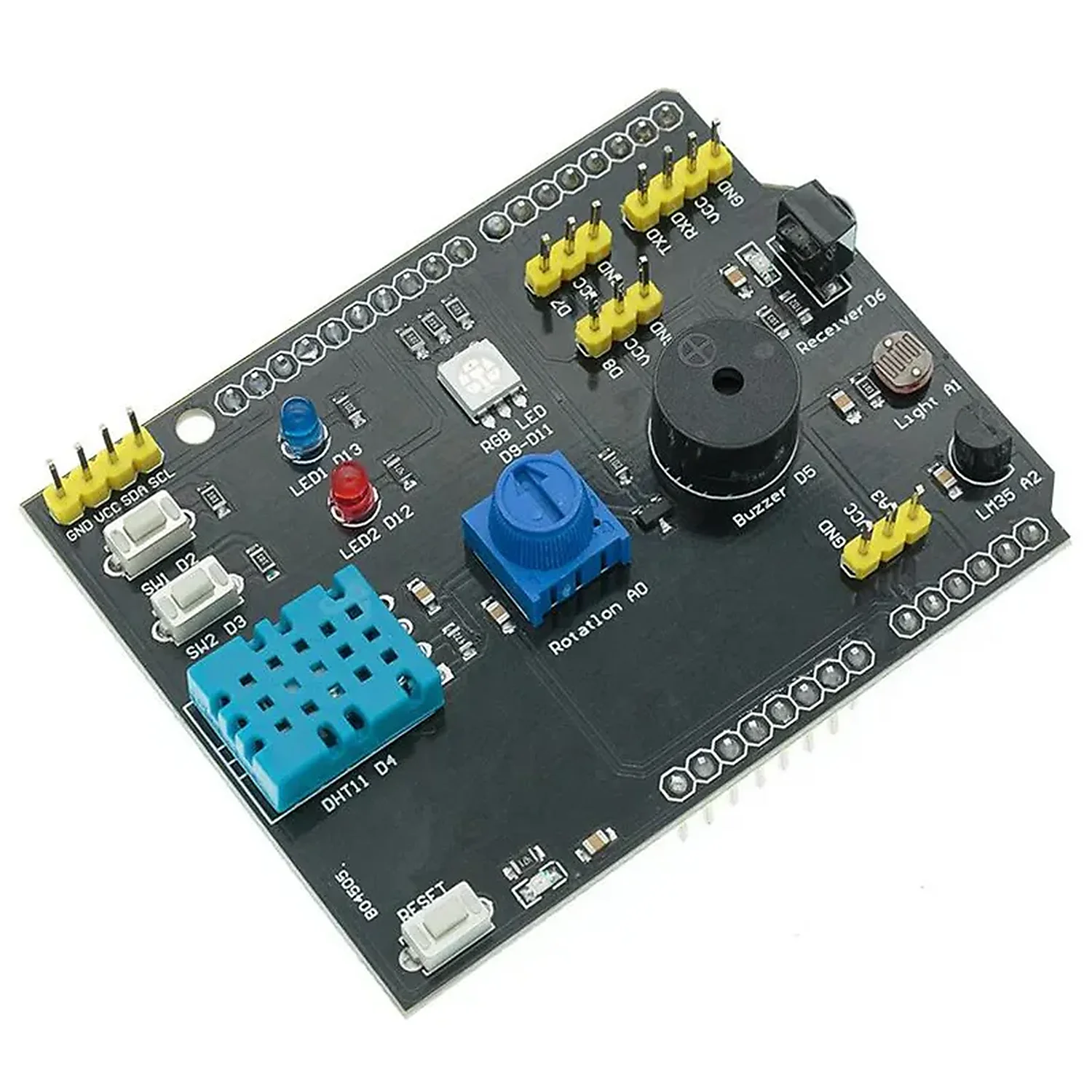 [DAR-01-C21] Carte d'extension multifonction 9 en 1 (DHT11+Temperature LM35) pour arduino UNO