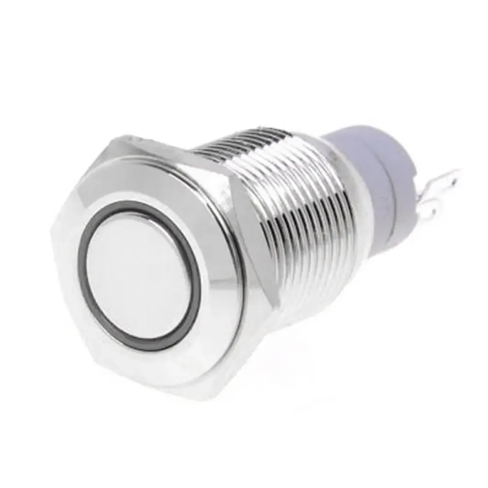 [DCD-02-C08] Bouton poussoir métallique étanche 12 mm 110-220 V avec voyant LED rouge