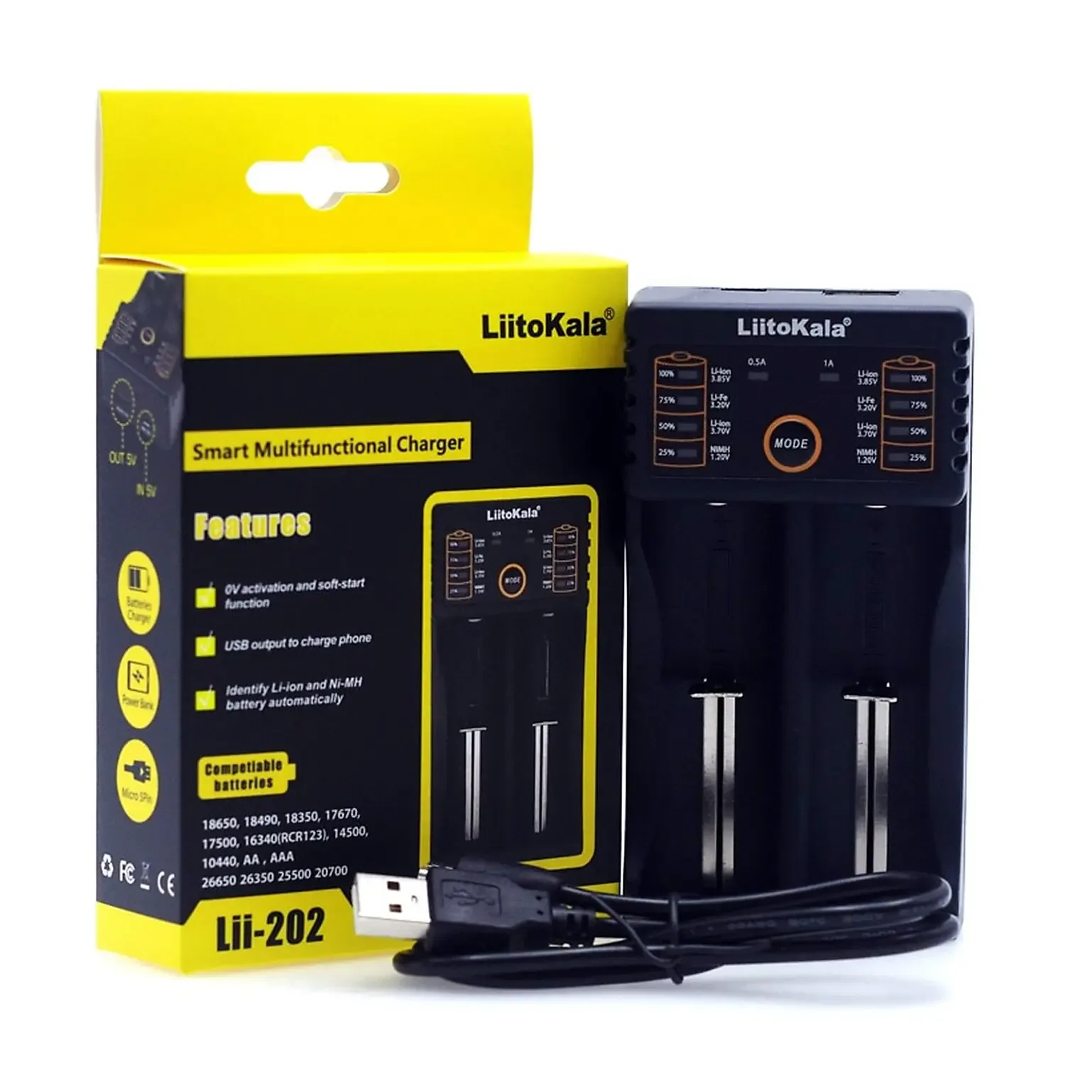 [DAR-02-S42] chargeur double batterie 18650 Lii-202