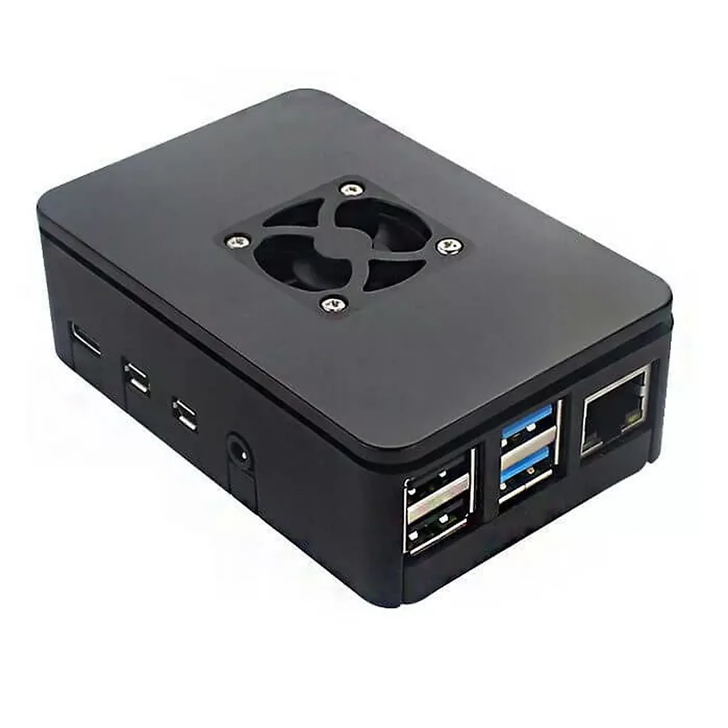 [DRS-02-A85] Boitier Raspberry Pi 4 en ABS  noir avec support ventilateur 3007